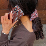Brown & Blue Polkadot Towel Scrunchie