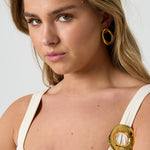 Molten Circle Broche/Haarspeld Goudkleurig zijkant - Mae Lilly
