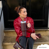 Stainless Steel Tumbler Burgundy zijkant - Mae Lilly