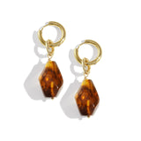 Amber Resin Drops Oorbellen Goudkleurig