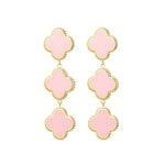 Beautiful Soft Pink Clovers Oorbellen Goudkleurig