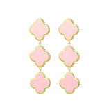 Beautiful Soft Pink Clovers Oorbellen Goudkleurig