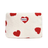 Beige & Red Hearts Laptophoes 33.5 cm x 23.5 cm