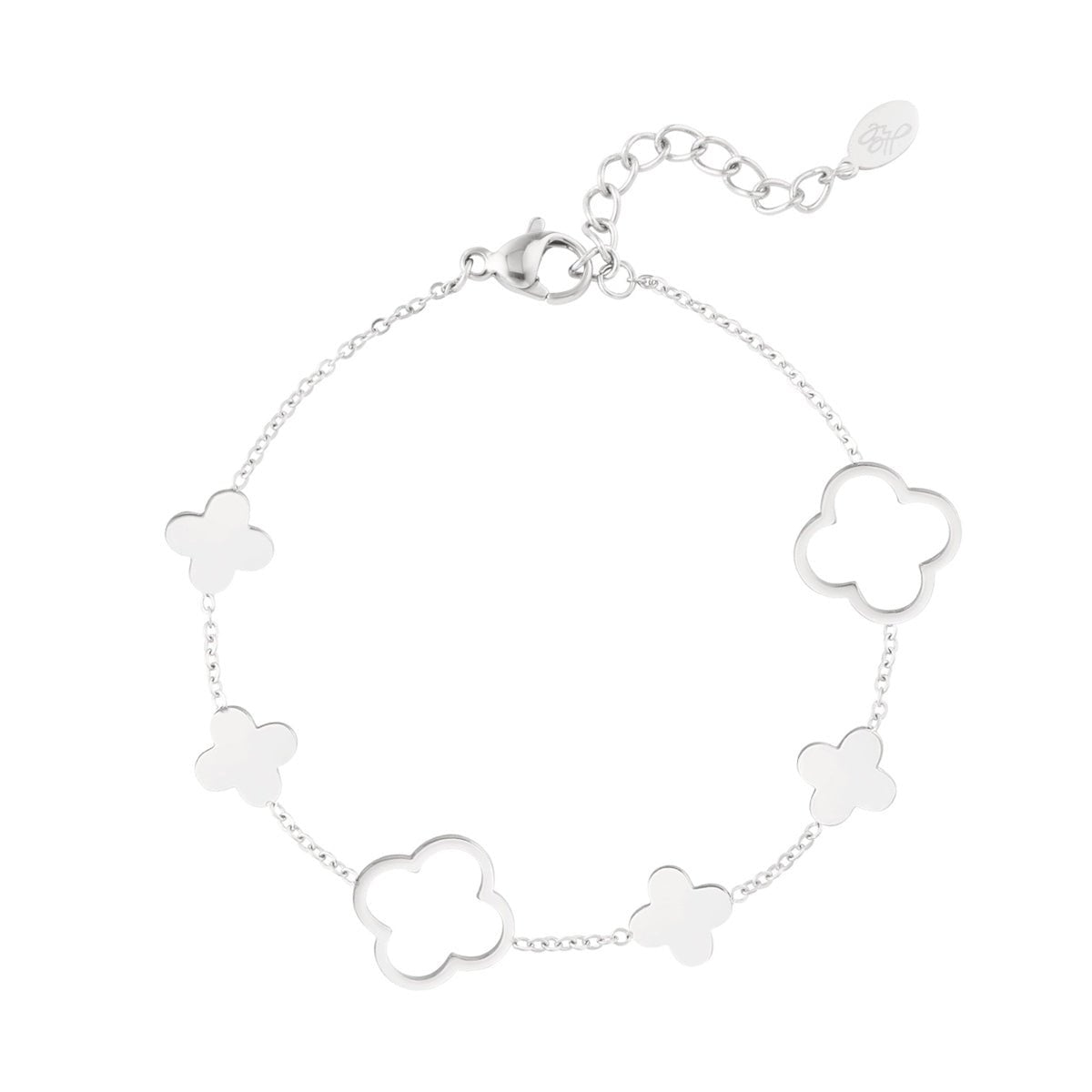 Big Clovers Armband Zilverkleurig
