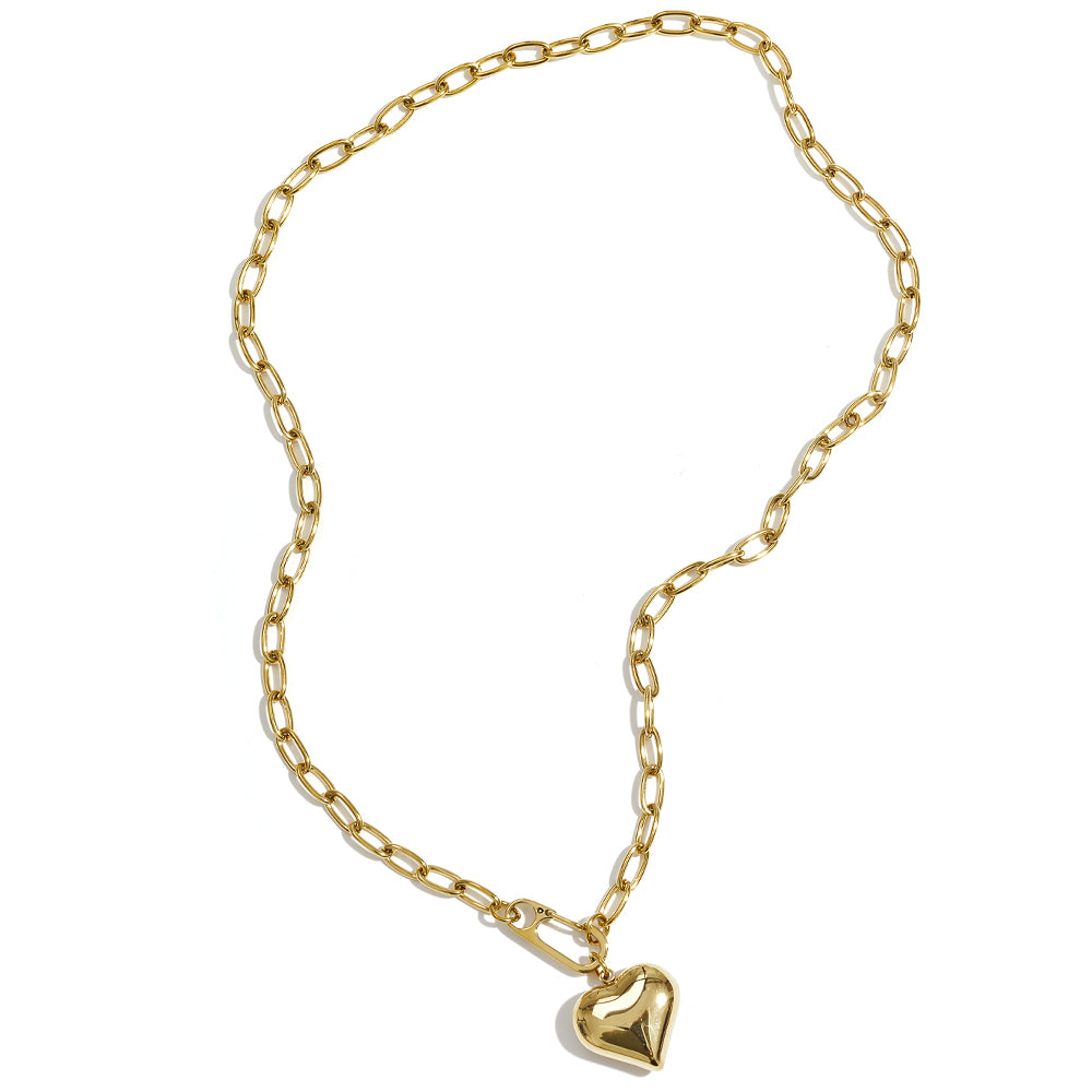 Bold Heart Link Ketting Goudkleurig voorkant - Mae Lilly