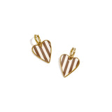 Brown Beige Heart Oorbellen Goudkleurig