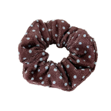 Brown & Blue Polkadot Towel Scrunchie