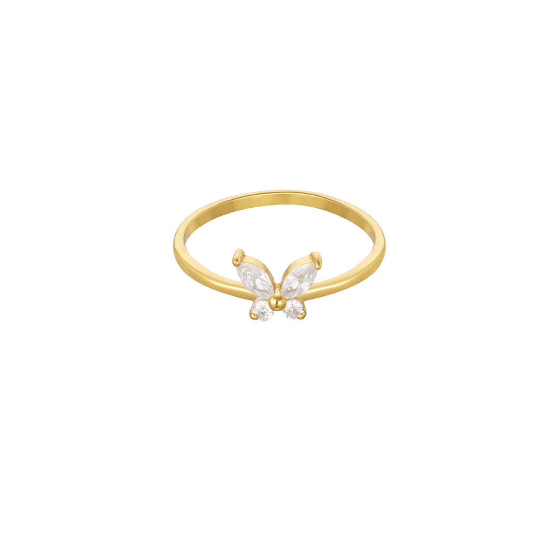 Butterfly with Stones Ring Goud - 925 silver
