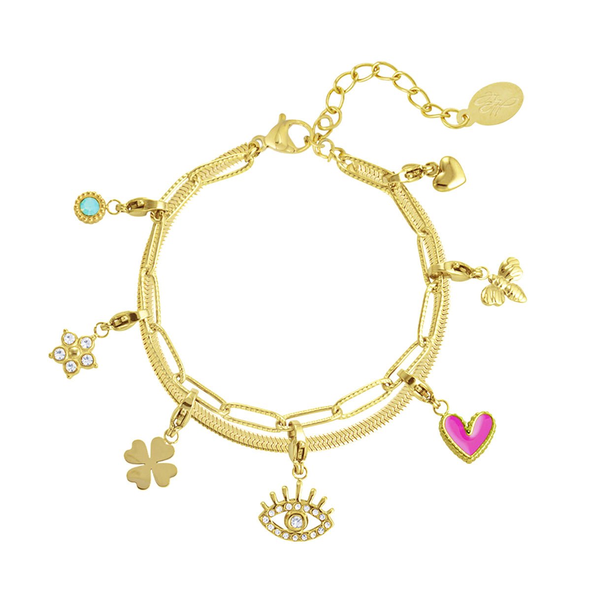 Charm Eyes on You Armband Goudkleurig
