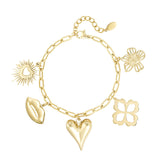 Charm Floral Lovers Armband Goudkleurig