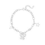 Charms with Bow Armband Zilverkleurig