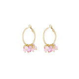 Cheerful with Colored Crystals Earrings Pink