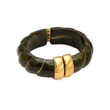 Cloud Round Chunky Bangle Armband Green Goudkleurig