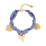 Color Bliss Heart Denim Blue Armband Goudkleurig