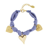 Color Bliss Heart Denim Blue Armband Goudkleurig