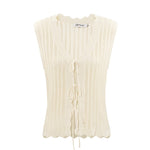 Crochet Top with Bows Beige