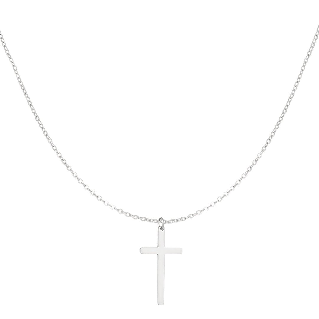 Cross Charm Ketting Zilverkleurig