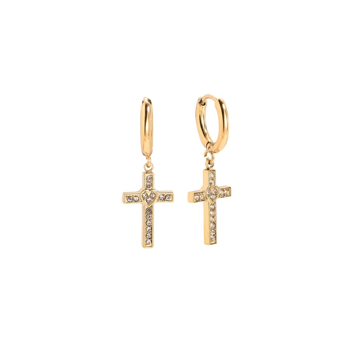 Diamond Cross Oorbellen Goudkleurig