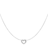 Diamond Heart Necklace Silver