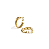 Double Chunky Hoop Oorbellen Goudkleurig
