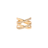 Double X Diamond Ring Goudkleurig