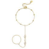 Drop Shaped Stones Hand Chain Goudkleurig