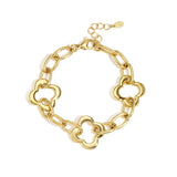 Four Leaf Clover Link Armband Goudkleurig