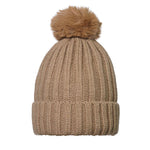Furry Pompon Muts Brown