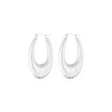 Geometric Oval Earrings Silver