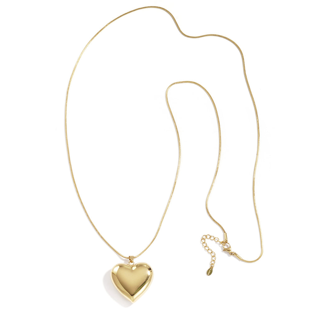 Golden Heart Glow Ketting Long Goudkleurig voorkant - Mae Lilly