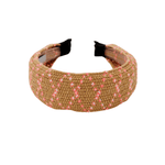 Haarband Summer Raffia Brown Neon Pink