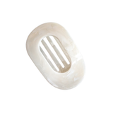 Haarclip Flat Oval Glossy Marble White