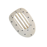 Haarclip Flat Oval Glossy Cream Black Polkadots