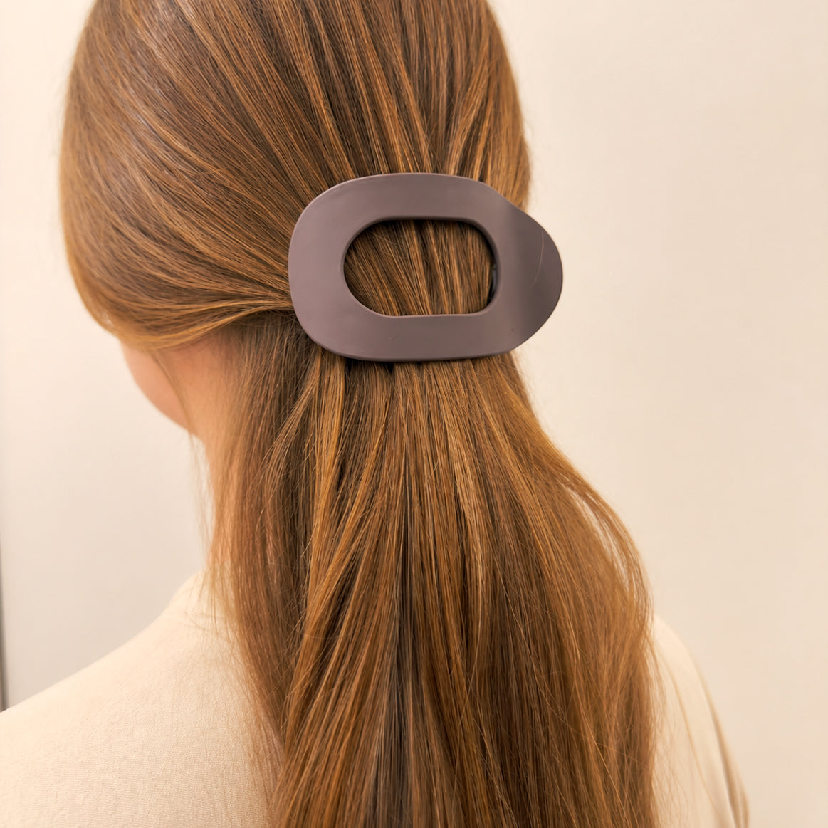 Haarclip Flat Oval Matte Cocoa Brown
