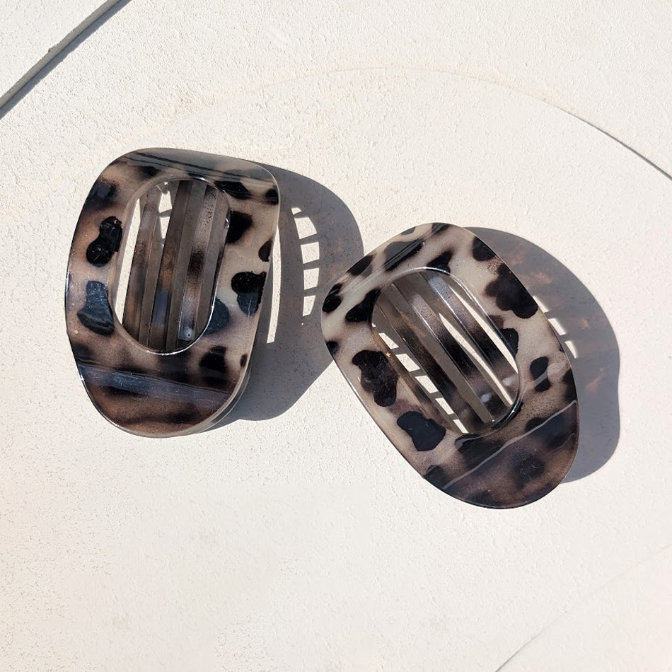 Haarclip Flat Oval Modern Tortoise