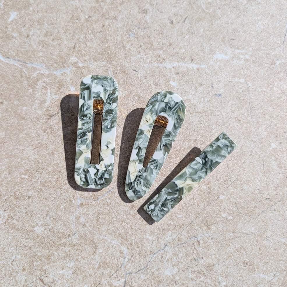 Haarclip Set Mint Marble