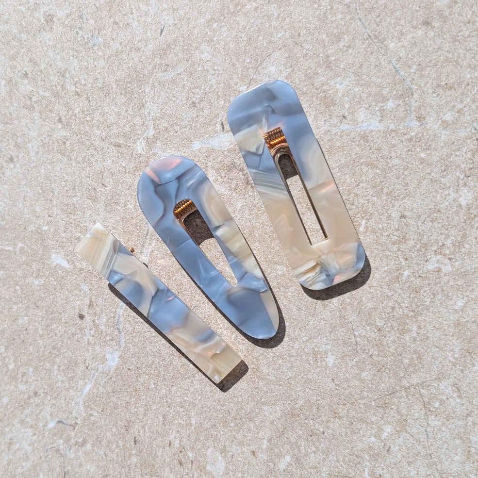 Haarclip Set Pearl Blue & Cream