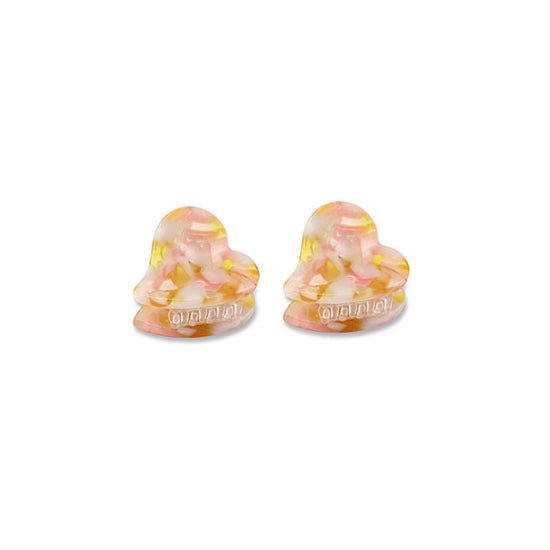 Haarklem Duo Heart Marble Goudkleurig & Roze