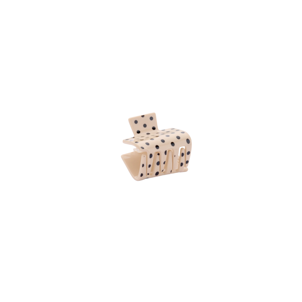 Haarklem Small Vierkant Beige Polkadots voorkant - Mae Lilly