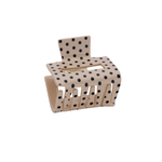 Haarklem Vierkant Polka Dot Beige voorkant - Mae Lilly