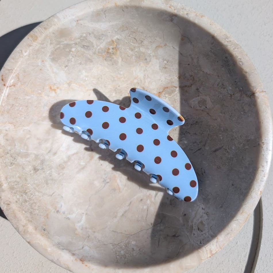 Haarklem Cloudy Blue Brown Polkadots