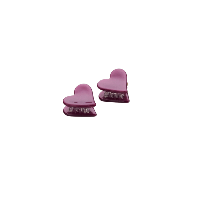 Haarklem Duo Heart Marble Shiny Purple
