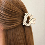 Haarklem Vierkant Polka Dot Beige