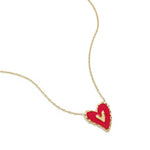 Hanging Red Heart Ketting Goudkleurig voorkant - Mae Lilly