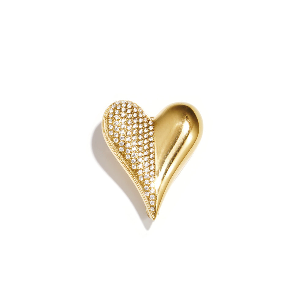 Heart Shaped with Stones Broche Goudkleurig voorkant - Mae Lilly