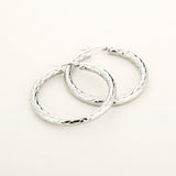 Large Hoop Engraved Earrings Silver