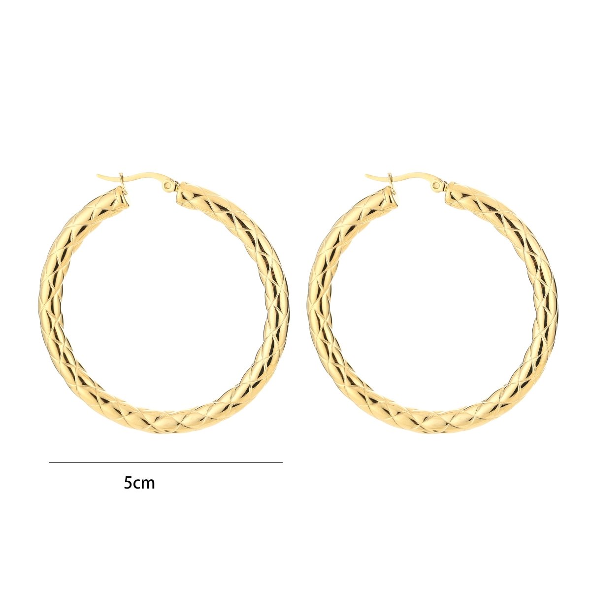 Large Hoop Engraved Oorbellen Goudkleurig