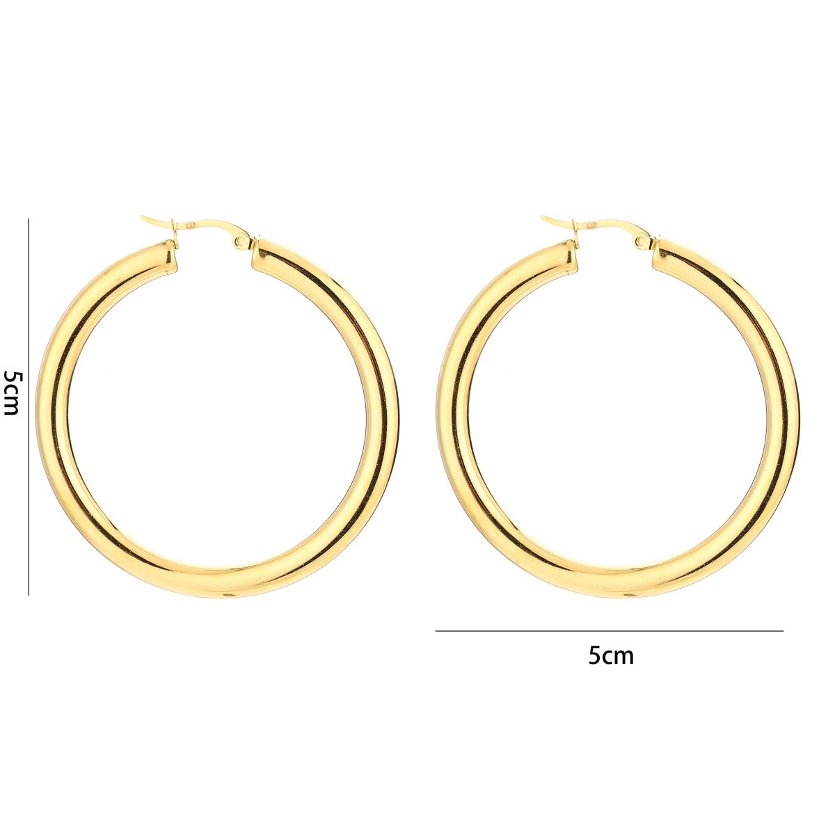 Thick Shiny Hoops Oorbellen Goudkleurig