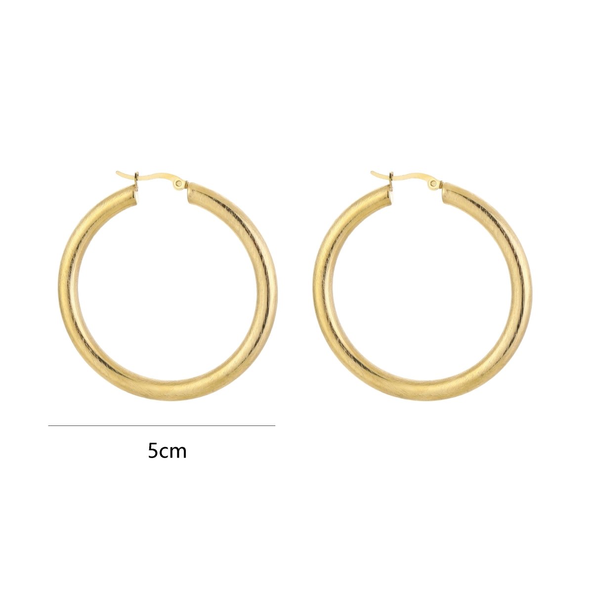 Thick Brushed Hoops Oorbellen Goudkleurig