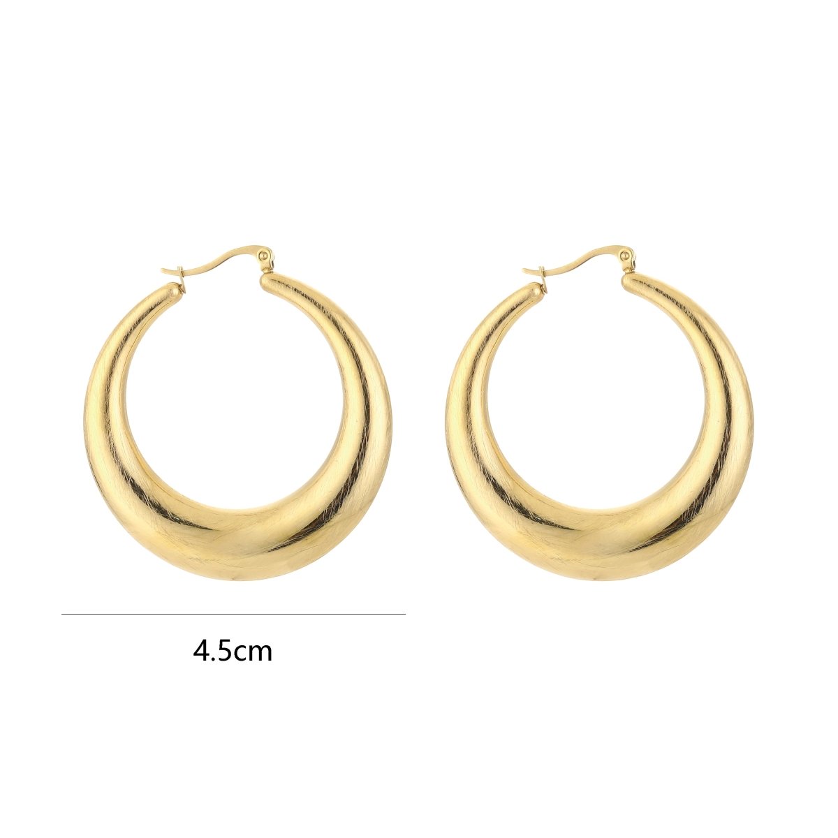 Elegant Brushed Hoops Oorbellen Goudkleurig
